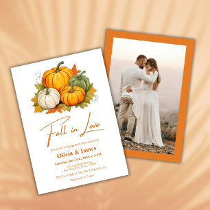Fall in Love Rustic Pumpkin Fall Engagement Party Invitation