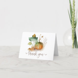 Fall In Love Rustic Pumpkin  Letterpress Thank You Card