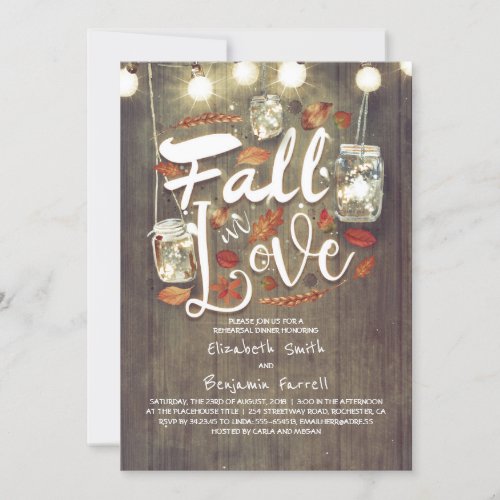 Fall in Love Rustic Rehearsal Dinner Invitation