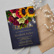 Fall In Love Rustic Sunflower Roses Bridal Shower Invitation at Zazzle