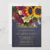 Fall in love rustic sunflower roses bridal shower invitation (Front)