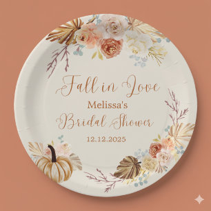 Fall In Love Rustic Terracotta Bridal Shower Paper Plates