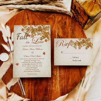 Fall In Love Rustic Wedding Invitation by SugSpc_Invitations at Zazzle