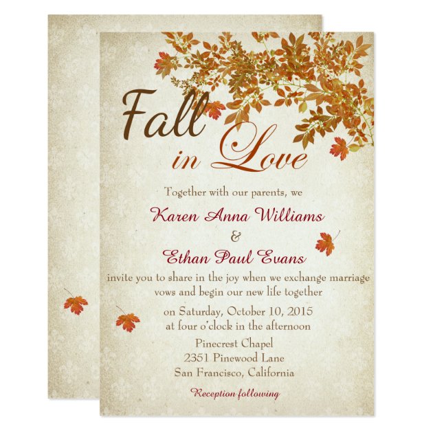 Fall In Love Rustic Wedding Invitation