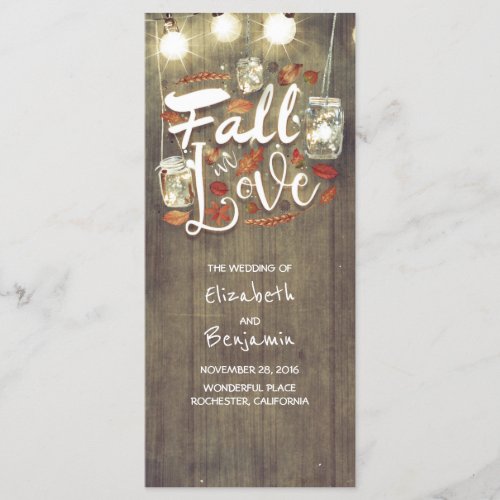 Fall in Love Rustic Wedding Programs