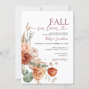 Fall in Love Rustic Wildflower Autumn Engagement Invitation