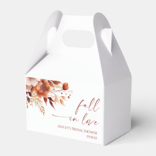 Fall In Love Rusty Burgundy Floral Bridal Shower Favor Boxes