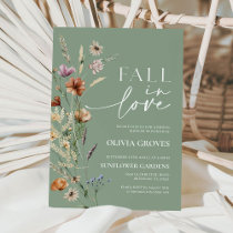 Fall in Love Sage Green Wildflower Bridal Shower  Invitation