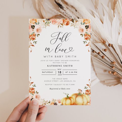 fall in love script baby shower invitation