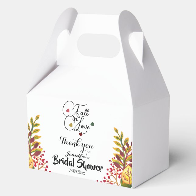 Fall in Love Script Bridal Shower  Favor Boxes (Front)