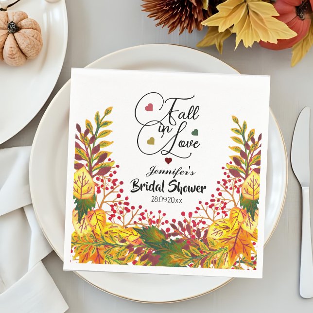Fall in Love Script Bridal Shower  Napkins (Creator Uploaded)