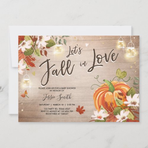 Fall in Love shower invitation Bridal Baby Autumn