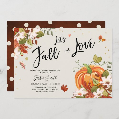Fall in Love shower invitation Bridal Baby Autumn