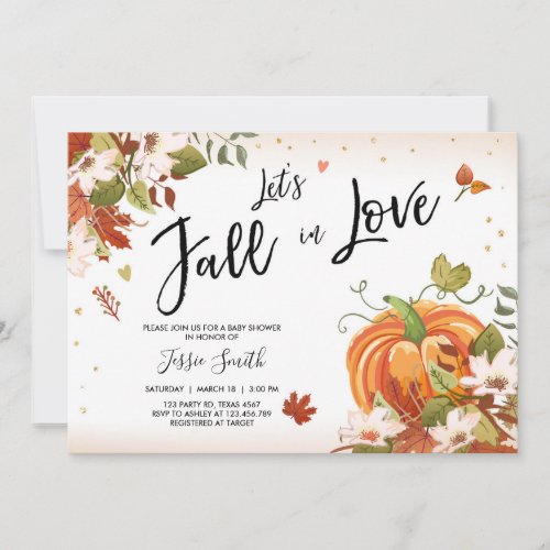 Fall in Love shower invitation Bridal Baby Autumn