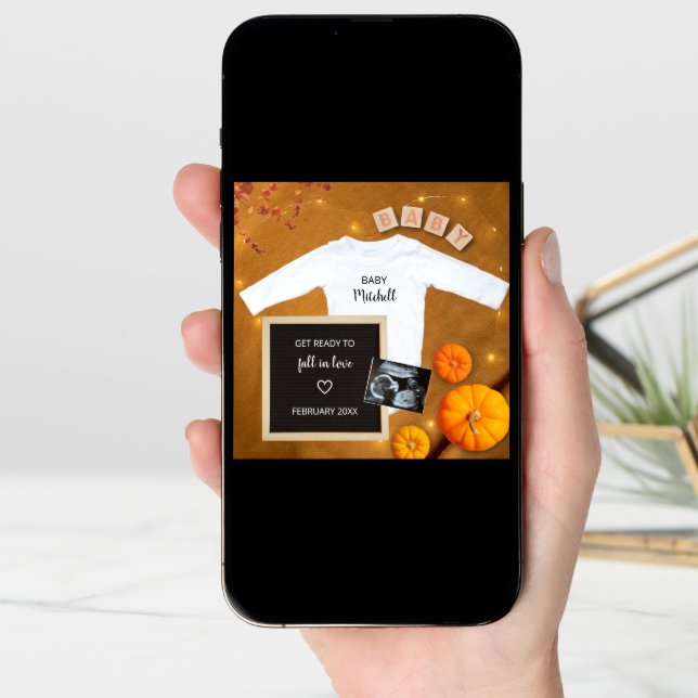 Fall In Love Sonogram Ultrasound Photo Pregnancy Announcement (Front Digital)