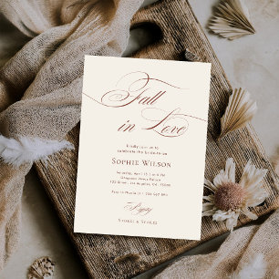 Fall In Love Sophisticated Script Bridal Shower Invitation