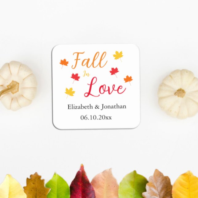 Fall In Love Square Paper Coaster (Creator Uploaded)