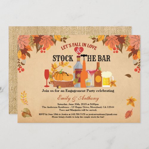 Fall in love stock the bar couples shower invitation