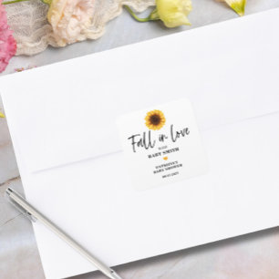Fall in Love Sunflower Baby Shower Square Sticker
