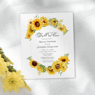 Fall In Love Sunflower Bridal Shower Invitations