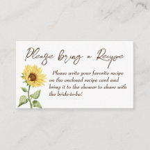 Fall in love sunflower bridal shower recipe