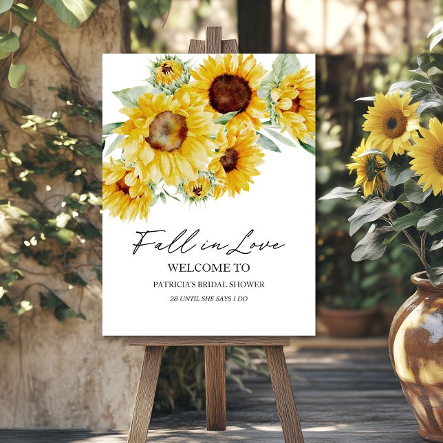 Fall In Love Sunflower Bridal Shower Welcome Sign (Creator Uploaded)