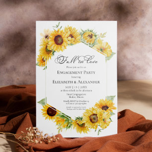 Fall In Love Sunflower Fall Engagement Party Invitation