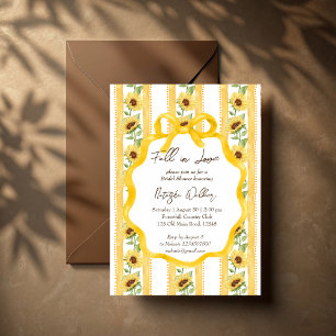 Fall in love sunflower yellow stripe bridal shower invitation