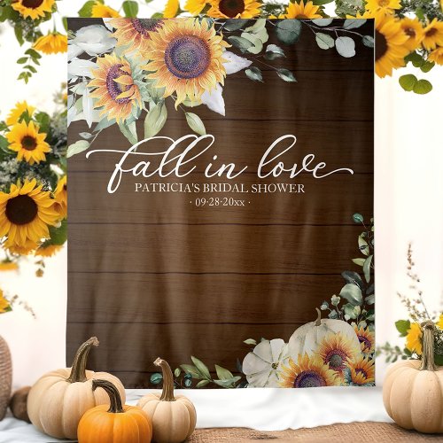 Fall In Love Sunflowers Bridal Shower Backdrop