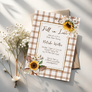 Fall in love sunflowers country bridal shower invitation
