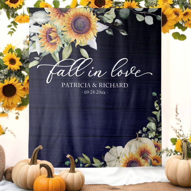 Fall in Love Sunflowers Pumpkin Wedding Backdrop (Creator Uploaded)