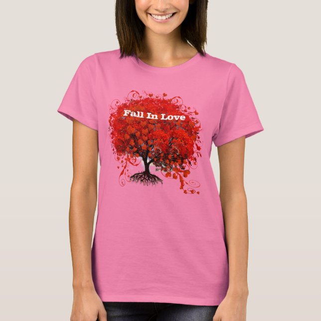 Fall In Love T-Shirt Swirls Roots Hearts Falling (Front)