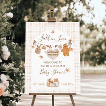 Fall in Love Tartan Modern Neutral Baby Shower
