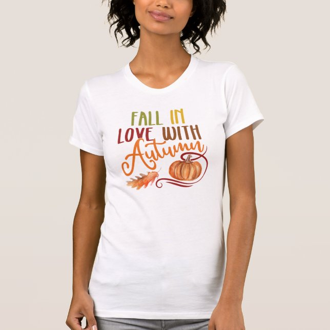 Fall In Love Tee, Cozy Autumn Seasons Perfect Gift T-Shirt (Front)