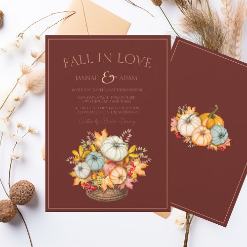 Fall in Love Terracotta Autumn Pumpkin Wedding Invitation