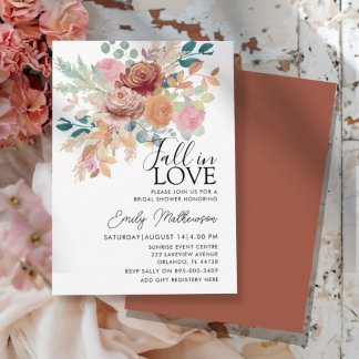 Fall In Love Terracotta & Blush bridal Shower Invitation