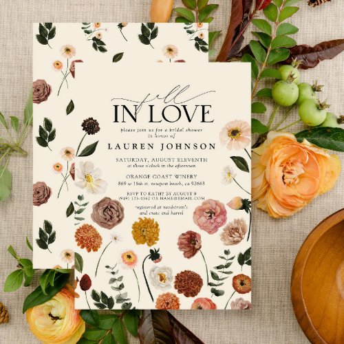 Fall in Love Terracotta Garden Bridal Shower  Invitation