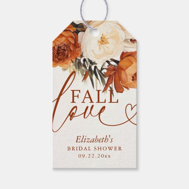 Fall in Love Terracotta Pampas Boho Bridal Shower Gift Tags — Pencil Owl Studios
