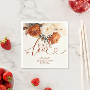 Fall in Love Terracotta Pampas Boho Bridal Shower Napkins