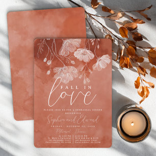 Fall in Love Terracotta Rehearsal Dinner Invitation