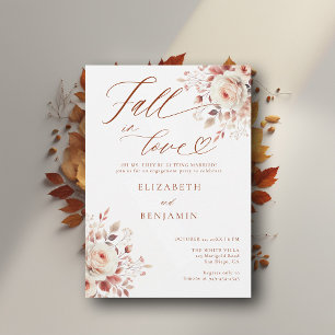 Fall in Love Terracotta Roses Engagement Party Invitation