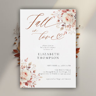Fall in Love Terracotta Roses Rustic Bridal Shower Invitation