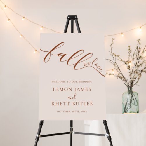 Fall In Love Terracotta Wedding Welcome Sign
