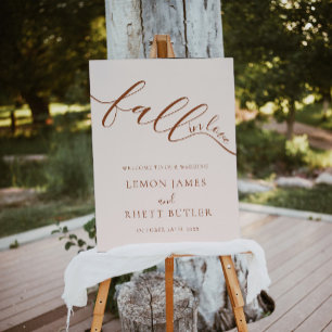 Fall In Love Terracotta Wedding Welcome Sign