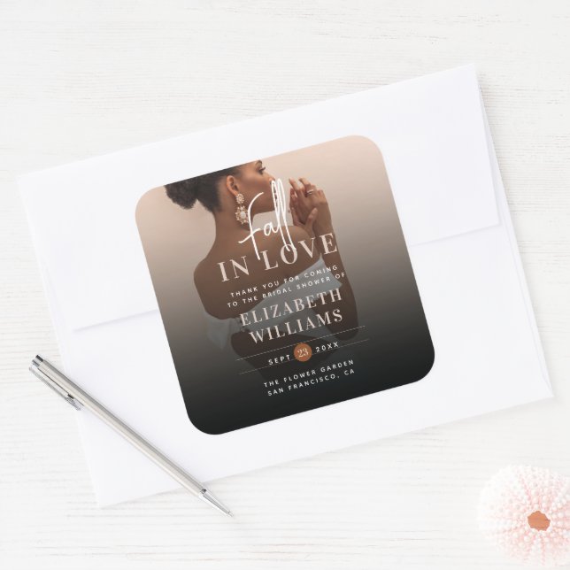Fall In Love Thank You for Coming Bridal Shower  Square Sticker (Envelope)