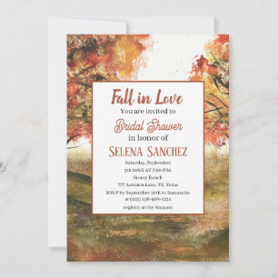 Fall in Love Tree Woodland Autumn Bridal Shower Invitation