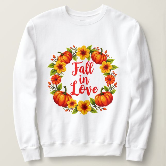 Fall in Love: Vibrant Autumn Wreath Design Sweatshirt (Design Front)