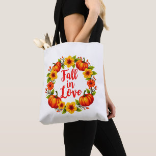 Fall in Love: Vibrant Autumn Wreath Design Tote Bag