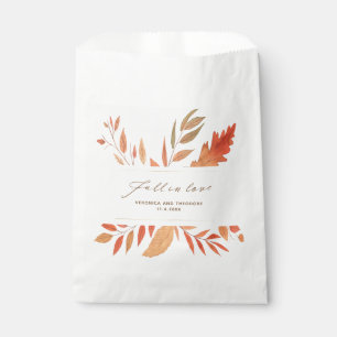 Fall In Love Watercolor Autumn Leaves Wedding Favor Bag