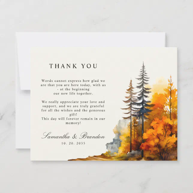 Fall in love watercolor autumn Thank You Card | Zazzle
